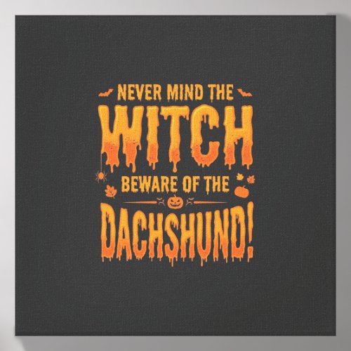Dachshund Halloween Witch Warning Typography Vecto Canvas Photo Tile