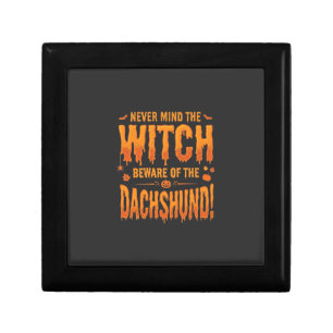 Dachshund Halloween Witch Warning Typography Vecto Gift Box