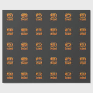 Dachshund Halloween Witch Warning Typography Vecto Wrapping Paper