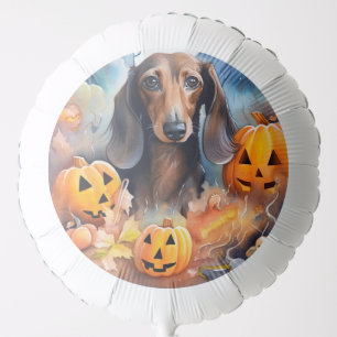 Dachshund Halloween With Pumpkins Scary Balloon
