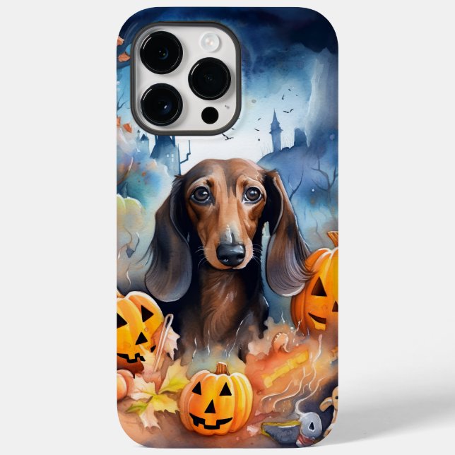 Dachshund Halloween With Pumpkins Scary Case-Mate iPhone Case (Back)