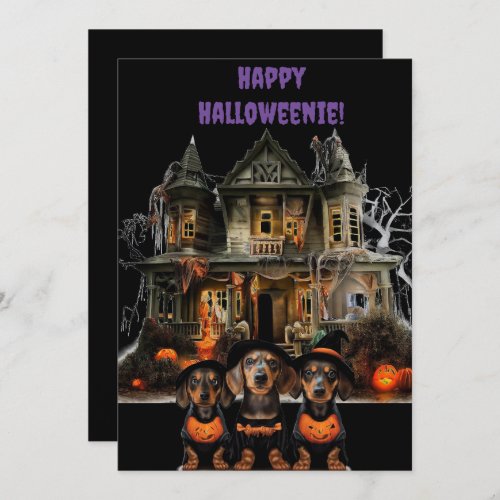 Dachshund Halloweenie Card