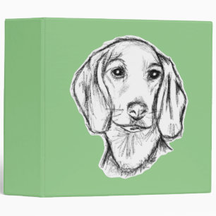 dachshund hand drawn sketch black white puppy dog  3 ring binder