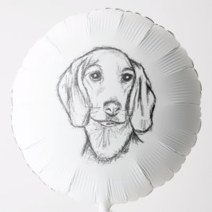 dachshund hand drawn sketch black white puppy dog balloon