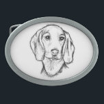 dachshund hand drawn sketch black white puppy dog  belt buckle<br><div class="desc">Hand drawn dachshund puppy dog. Perfect for the dog lover in your life!</div>