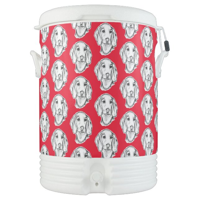 dachshund hand drawn sketch black white puppy dog  beverage cooler (Front)