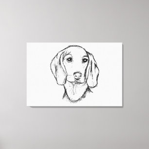 dachshund hand drawn sketch black white puppy dog  canvas print