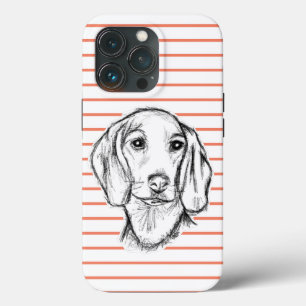 dachshund hand drawn sketch black white puppy dog iPhone 13 pro case