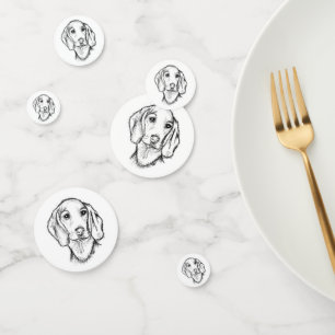 dachshund hand drawn sketch black white puppy dog confetti