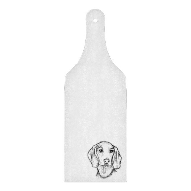 dachshund hand drawn sketch black white puppy dog  cutting board (Front)