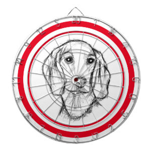 dachshund hand drawn sketch black white puppy dog dart board