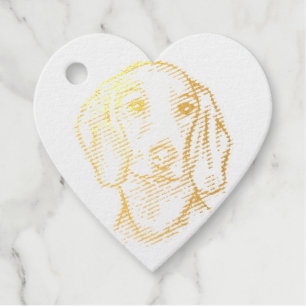dachshund hand drawn sketch black white puppy dog foil favor tags