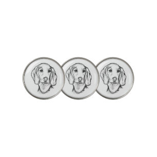 dachshund hand drawn sketch black white puppy dog golf ball marker