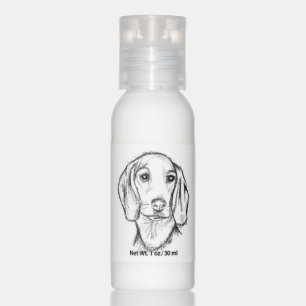 dachshund hand drawn sketch black white puppy dog  hand lotion