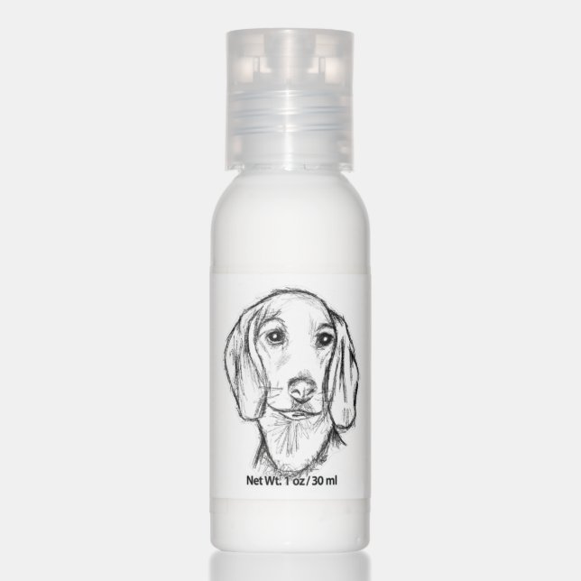 dachshund hand drawn sketch black white puppy dog  hand lotion (Front)
