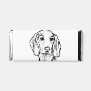 dachshund hand drawn sketch black white puppy dog hershey bar favors