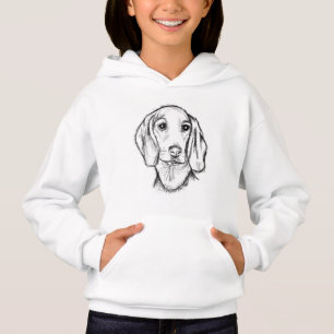 dachshund hand drawn sketch black white puppy dog  hoodie