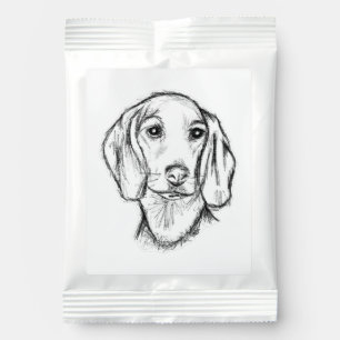 dachshund hand drawn sketch black white puppy dog hot chocolate drink mix