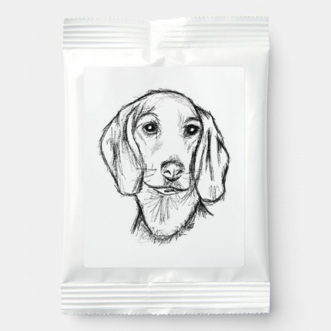 dachshund hand drawn sketch black white puppy dog  hot chocolate drink mix (Front)