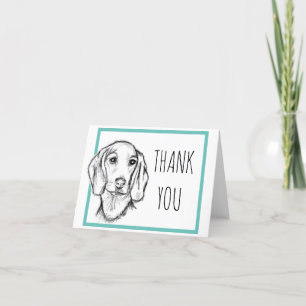 dachshund hand drawn sketch black white puppy dog letterpress thank you card
