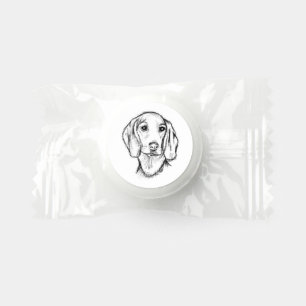 dachshund hand drawn sketch black white puppy dog life saver® mints