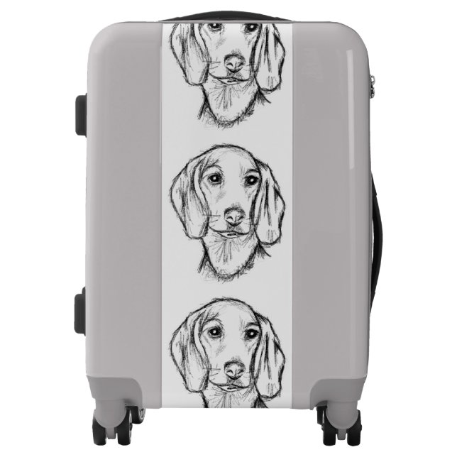 dachshund hand drawn sketch black white puppy dog  luggage (Front)