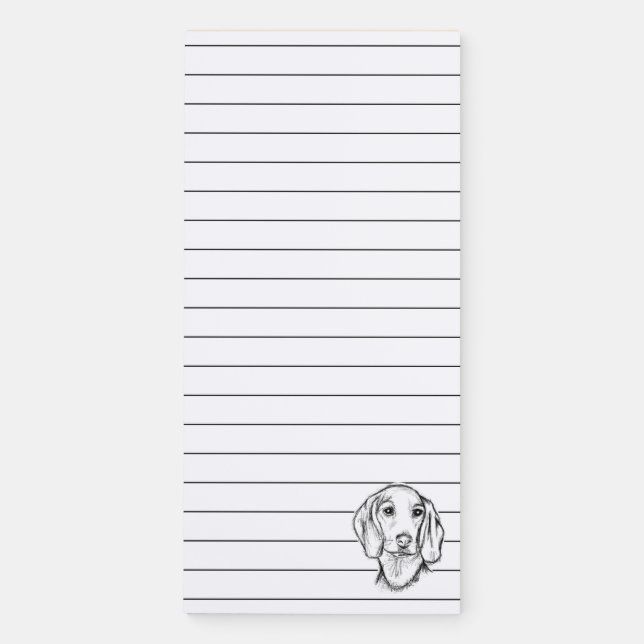 dachshund hand drawn sketch black white puppy dog  magnetic notepad (Front)