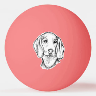 dachshund hand drawn sketch black white puppy dog ping pong ball