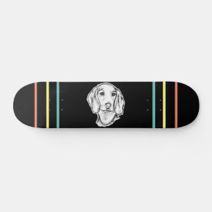 dachshund hand drawn sketch black white puppy dog skateboard