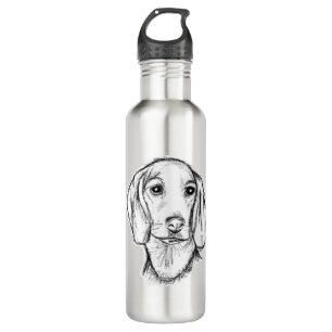 dachshund hand drawn sketch black white puppy dog stainless steel water bottle