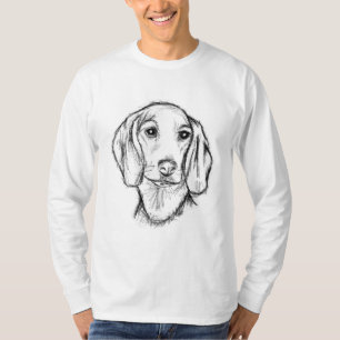 dachshund hand drawn sketch black white puppy dog T-Shirt