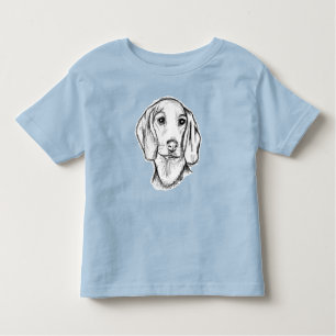 dachshund hand drawn sketch black white puppy dog toddler t-shirt