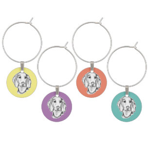 dachshund hand drawn sketch black white puppy dog wine charm