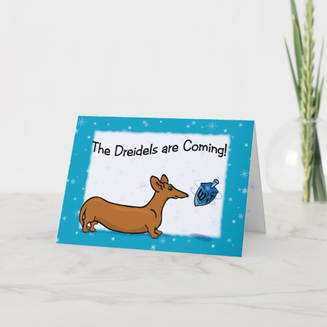 Dachshund Hanukkah Card (Front)