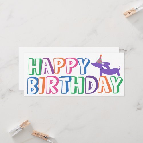 Dachshund Happy Birthday Card Long