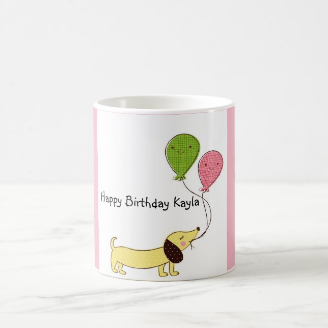 Dachshund Happy Birthday Customized Mug (Center)