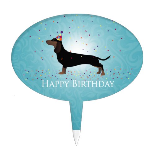 Dachshund Happy Birthday Design Cake Topper