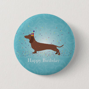 Dachshund - Happy Birthday Design Pinback Button