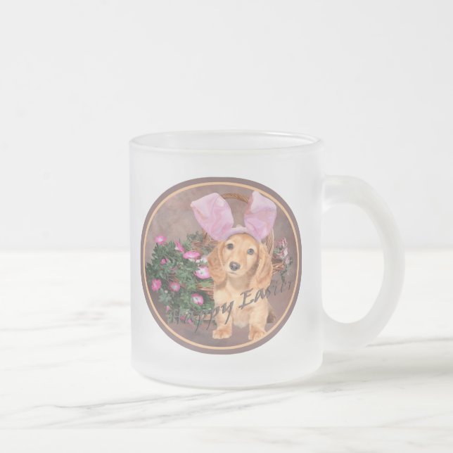 Dachshund Happy Easter Frosted Glass Coffee Mug (Right)