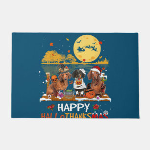 Dachshund Happy Hallothanksmas Halloween Thanksgiv Doormat