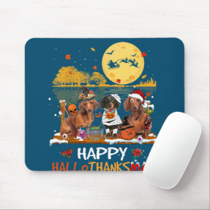 Dachshund Happy Hallothanksmas Halloween Thanksgiv Mouse Pad