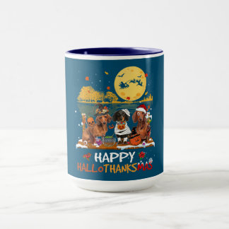 Dachshund Happy Hallothanksmas Halloween Thanksgiv Mug