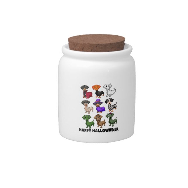 Dachshund Happy Halloweiner Funny Dog Halloween Candy Jar (Front)