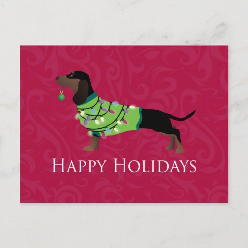 Dachshund Happy Holidays Design Holiday Postcard