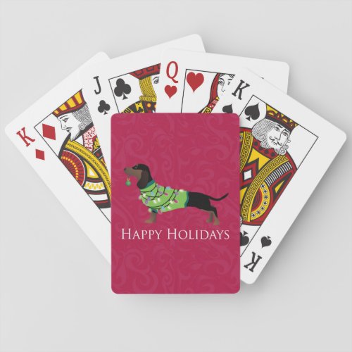 Dachshund Happy Holidays Design Playing Cards