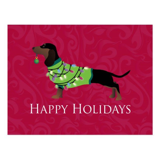 Dachshund Happy Holidays Design Postcard