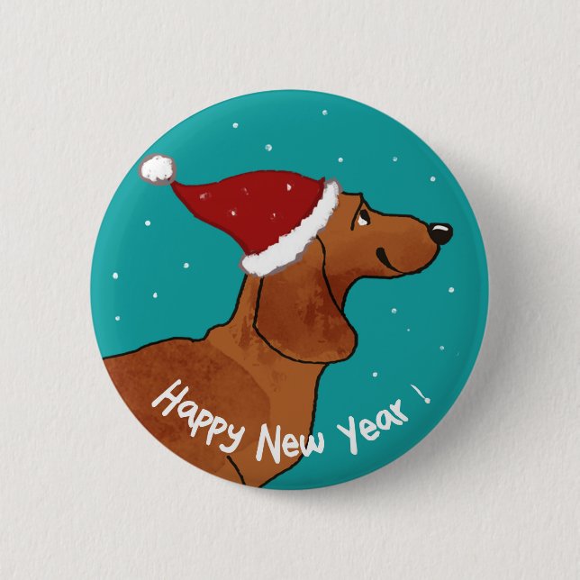 Dachshund Happy New year dog Pinback Button (Front)