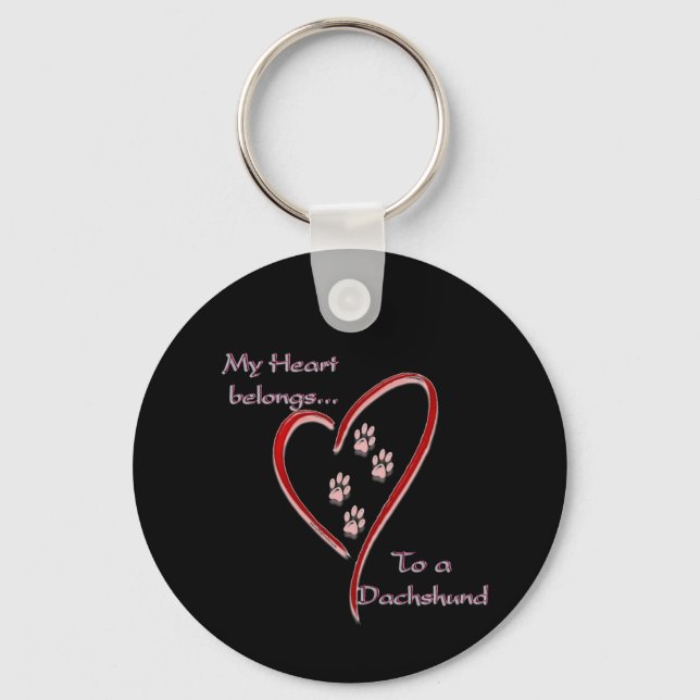 Dachshund Heart Belongs Keychain (Front)