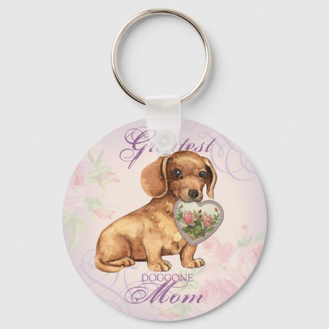 Dachshund Heart Mom Keychain (Front)