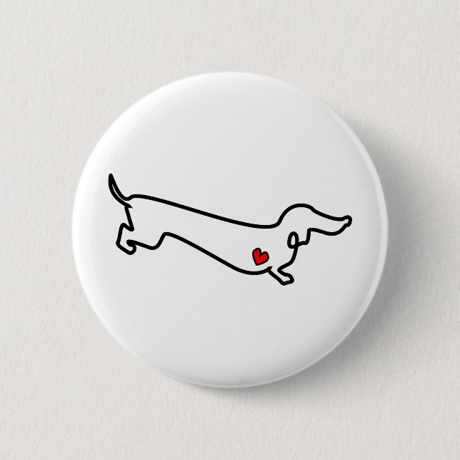 Dachshund Heart Pinback Button (Front)